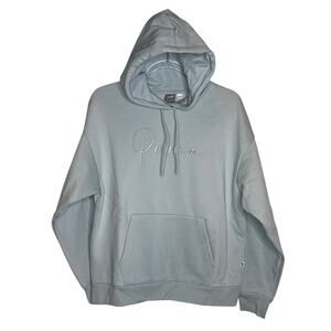 Puma Tonal Script Logo Hoodie Frosted Dew Light Blue NWT Size M Modern 2020s